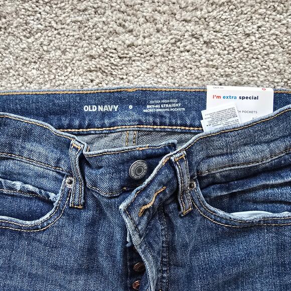 Old Navy Women's Straight Leg Jeans - Blue - Picture 4 of 5